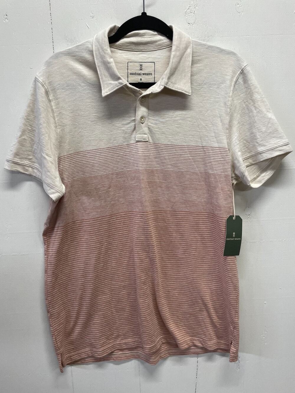 Mutual Weave Men's Polo Shirt Medium Oatmeal/Orange Colors Golf New With Tags